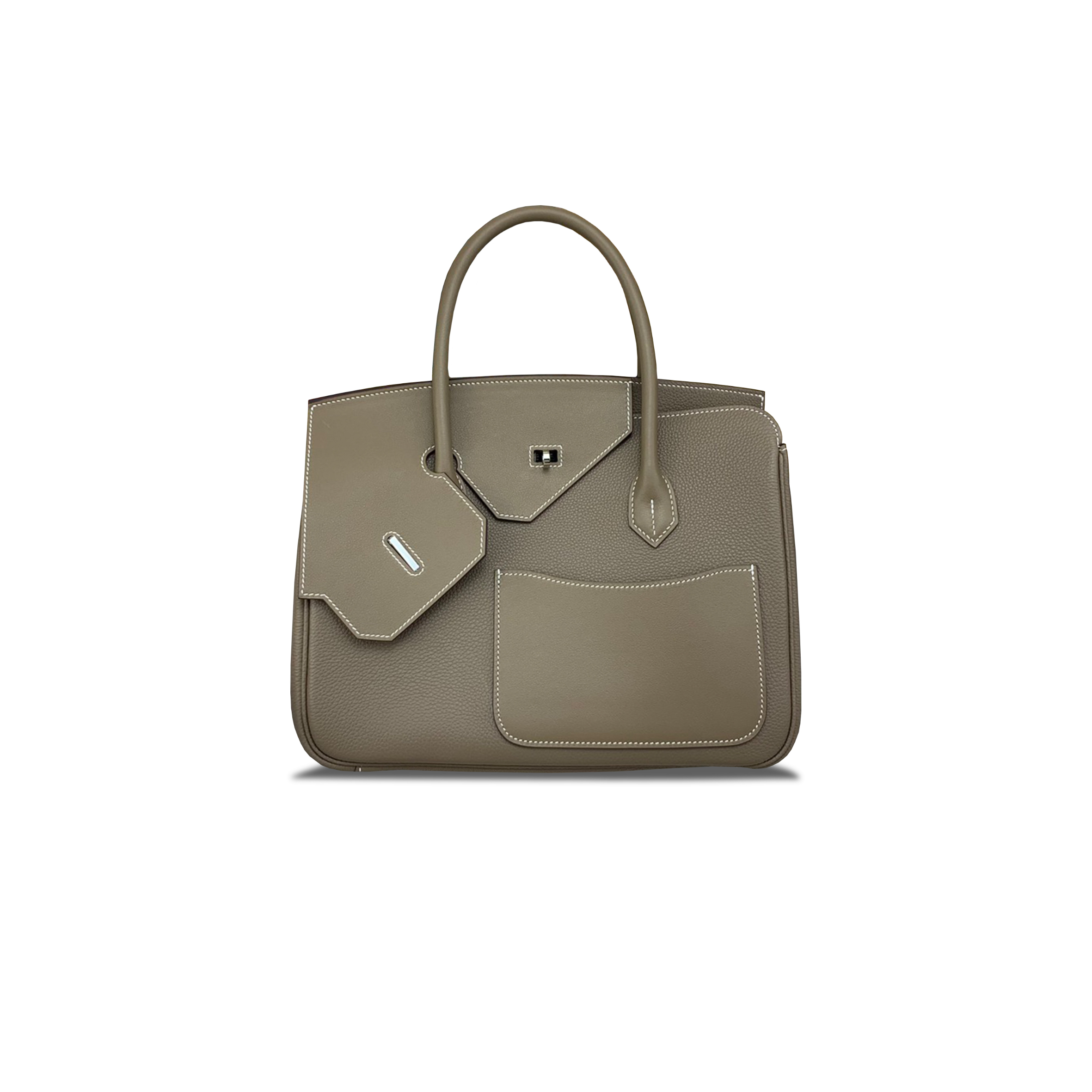 HERMÈS MASTER BIRKIN 30 TOGO AND SWIFT NATURELLE LEATHER ELEPHANT GRAY SILVER BUCKLE H028539CK05 (30*22*16cm)